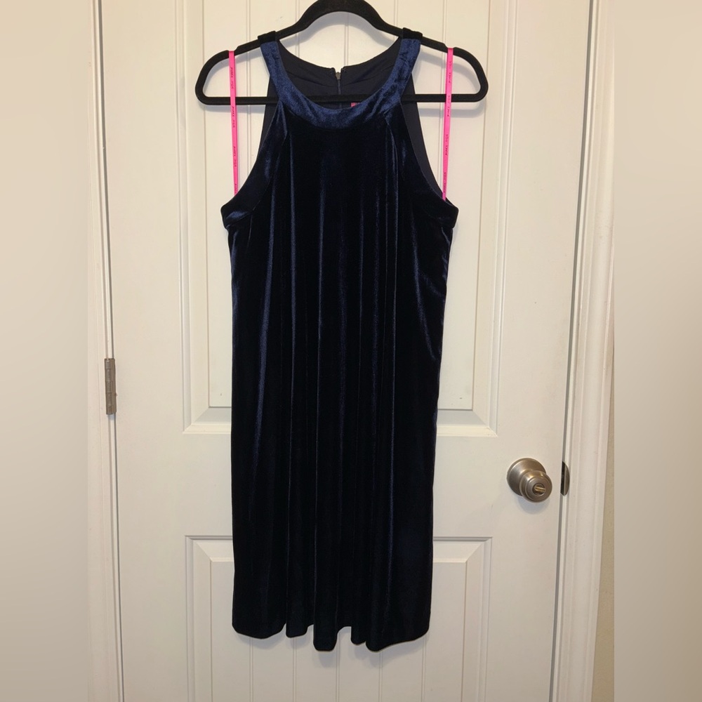 Betsey Johnson Blue Velvet Halter Swing Dress Size 10 - Picture 2 of 10
